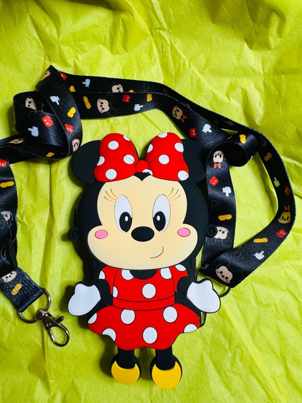 Kids Silicone Character Lanyard Wallet - Red Polka Dot